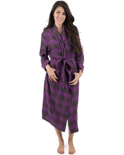 Leveret Christmas Flannel Robe Plaid - Purple