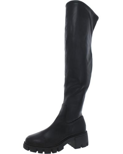 Steven New York Haisley Faux Leather lugged Sole Over-the-knee Boots - Black