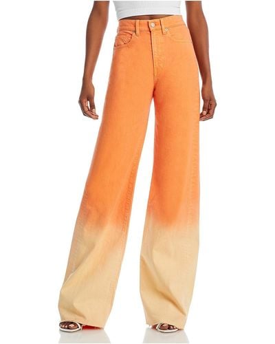 Veronica Beard High Rise Ombre Wide Leg Jeans - Orange