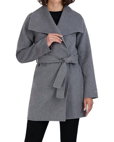 Tahari Ella Wool Wrap Coat - Gray