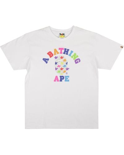 A Bathing Ape Colored And White Abc Rainbow T-shirt