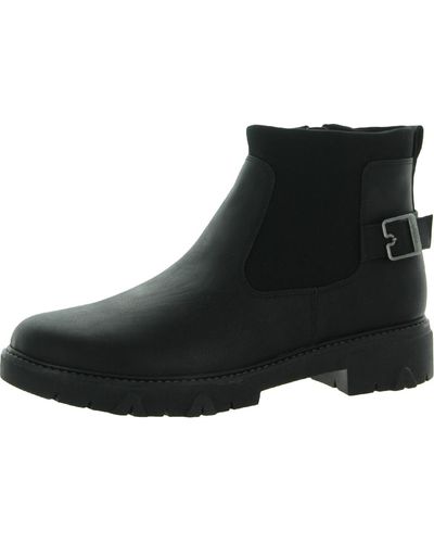 Dr. Scholls Hitch Faux Leather Block Heel Chelsea Boots - Black