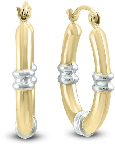 Monary 14k Gold Hoop Earrings With White Rhodium Shoulder Accents (22mm) - Yellow