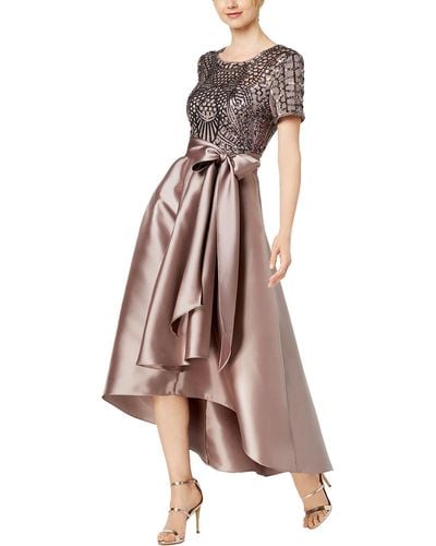 R & M Richards Sequined Hi-low Party Dress - Brown