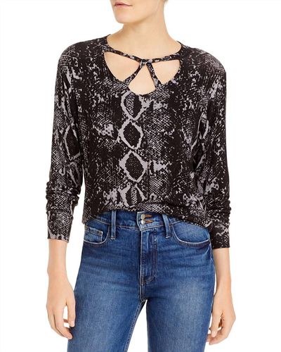LNA Brushed Cailin Sweater In Charcoal Python - Black