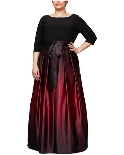 SLNY Ombre Long Evening Dress - Red