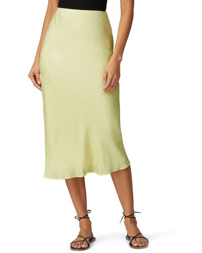 Krisa Boa Midi Skirt In Green - Yellow