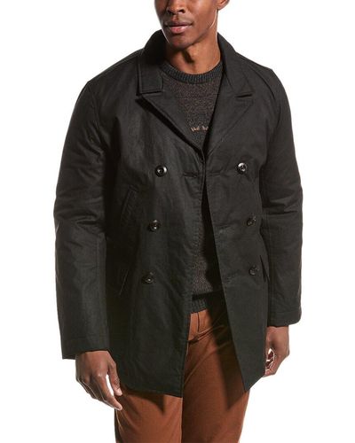 Billy Reid Waxed Leather-trim Bond Peacoat - Black