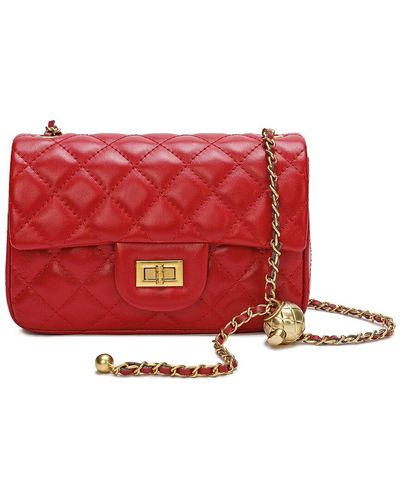 Tiffany & Fred Paris Quilted Leather Crossbody - Red