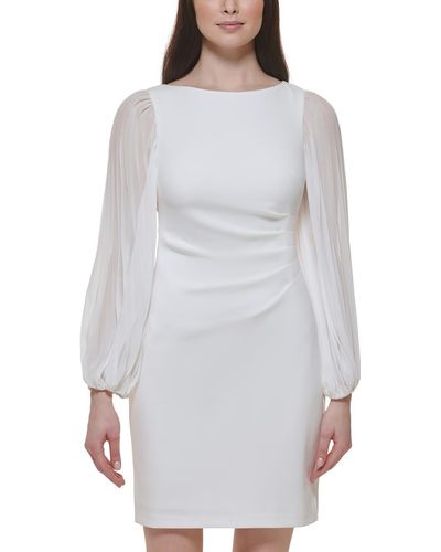 Jessica Howard Knee Length Sheer Sleeve Sheath Dress - Gray