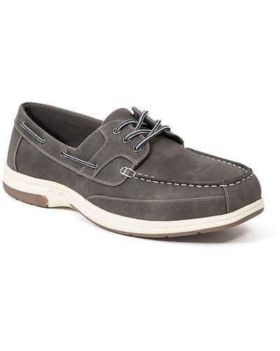 Deer Stags Mitch Leather Slip On Boat Shoes - Gray
