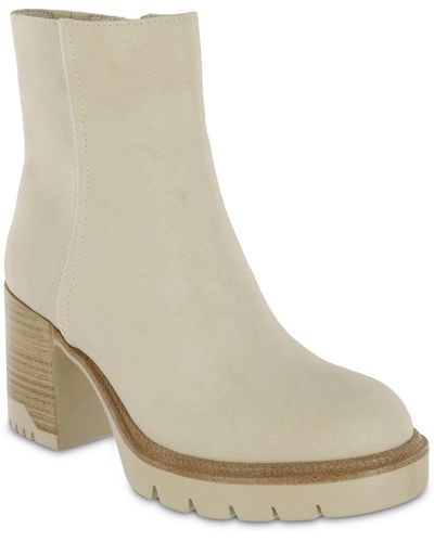 MIA Nathan Faux Suede Block Heel Mid-calf Boots - Natural