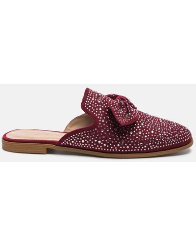 LONDON RAG Whoopie Embellished Casual Bow Mules - Red