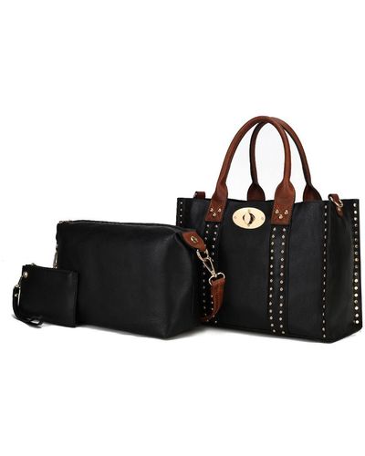 MKF Collection by Mia K Elissa 3 Pc Set Satchel Handbag - Black