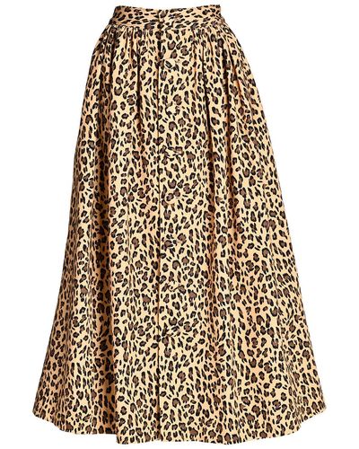Adam Lippes Button Down Skirt In Printed Cotton Faille - Natural