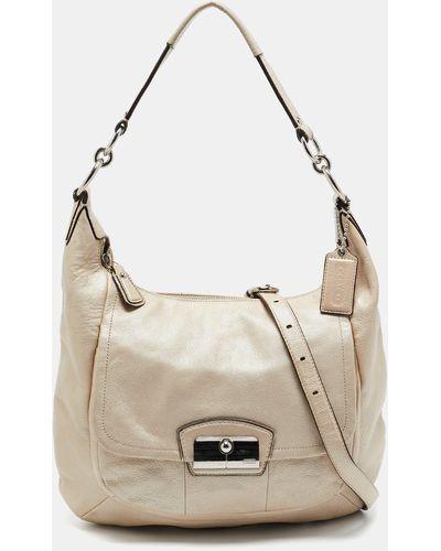 COACH Ivory Leather Kristin Hobo - Natural