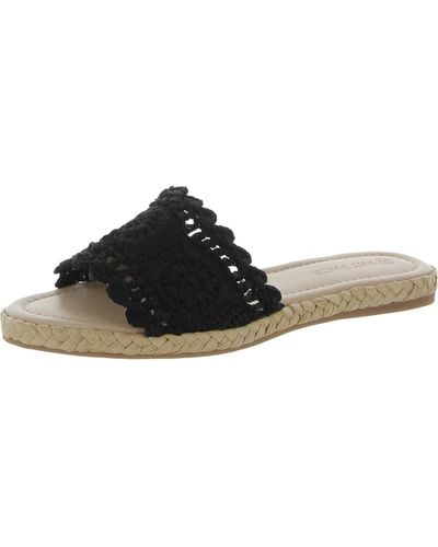 FatFace Cate Crochet Slip On Slide Sandals - Black