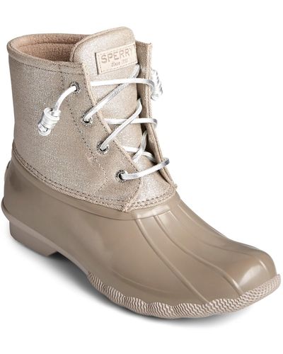 Sperry Top-Sider Salt Water Ankle Lace Up Rain Boots - Natural