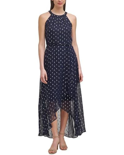 Jessica Howard Petites Pleated Long Maxi Dress - Blue