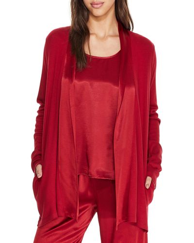 PJ Harlow Shelby Knit Lounge Cardigan Wrap - Red