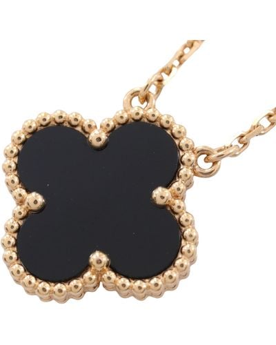 Van Cleef & Arpels Vintage Alhambra Necklace K18yg Onyx Yellow Gold - Blue