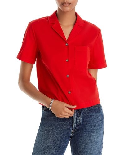 Theory Collared Solid Button-down Top