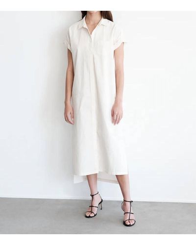 Stateside Rolled Sleeve Midi Shirt Dress - White