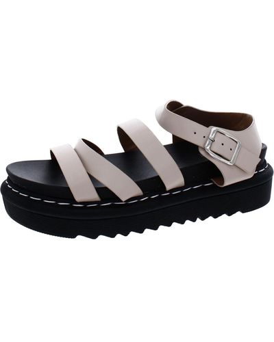 Olivia Miller Breeze Strappy Open Toe Wedge Sandals - Black