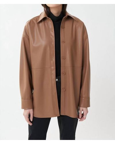 Joseph Ribkoff Leatherette Jacket Style Shirt - Brown