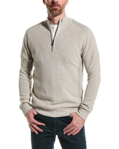 RAFFI Vanise Rib 1/4-zip Mock Neck Sweater - Gray