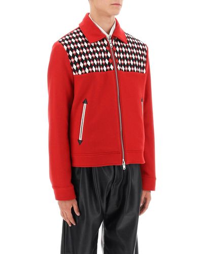 Amiri Wool Blouson Jacket With Embroide Yoke - Red