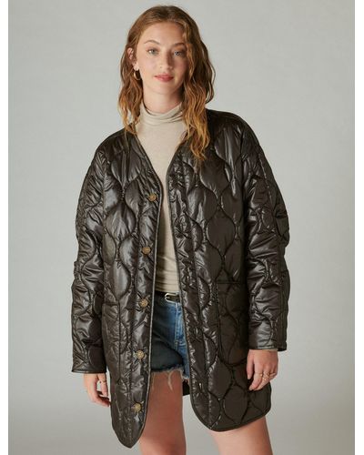 Lucky Brand Reversible Shine Quilted Liner Jacket - Brown