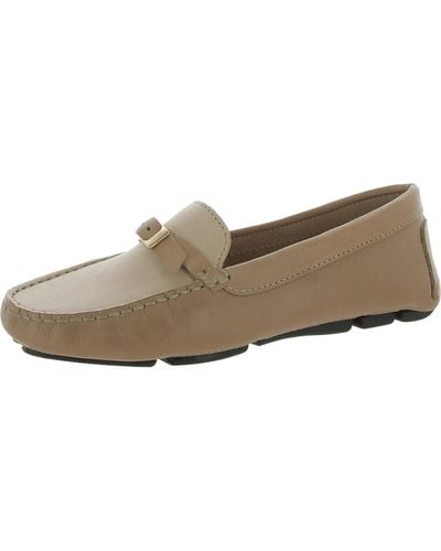 Massimo Matteo Leather Slip-on Loafers - Natural