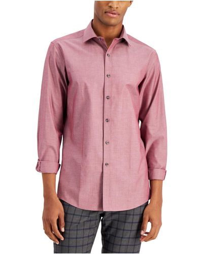 BarIII Organic Cotton Collared Button-down Shirt - Pink