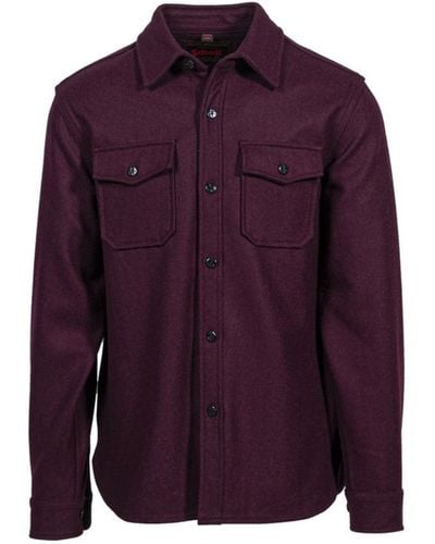 Schott Nyc Cpo Wool Shirt - Purple