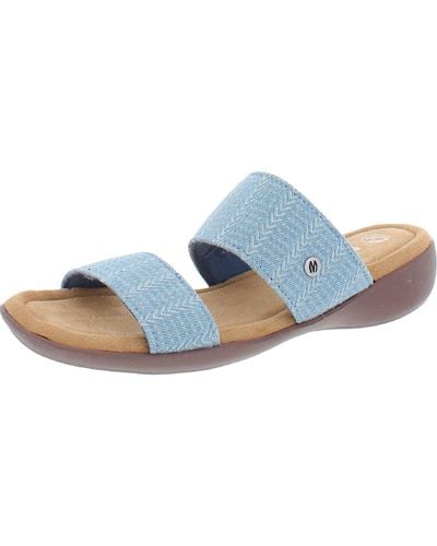 Minnetonka Sabina Slip On Wedge Slide Sandals - Blue
