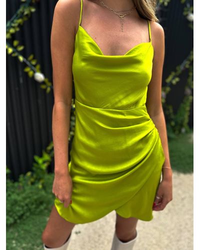 Greylin Natasha Draped Mini Dress In Lime Green