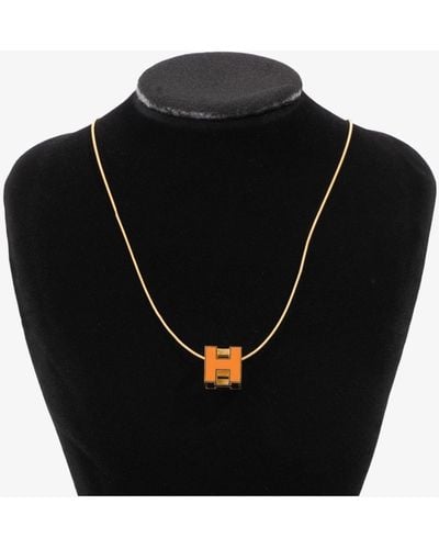 Hermès H Cube Necklace Gold Plated - Black