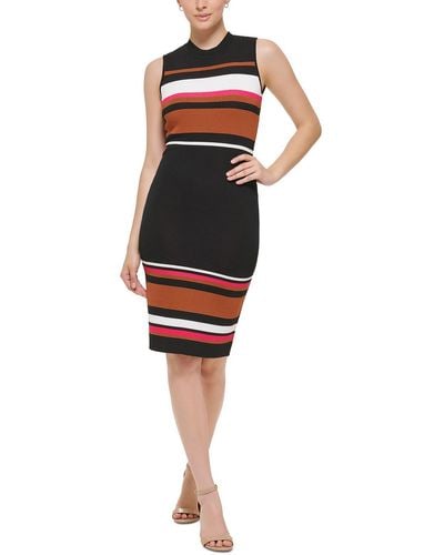 Vince Camuto Striped Knee-length Sweaterdress - Black