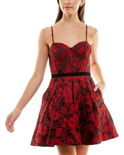 B Darlin Juniors Jacquard Floral Mini Dress - Red