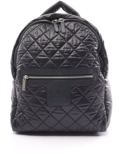 Chanel Coco Coon Backpack Rucksack Nylon Leather Silver Hardware - Gray