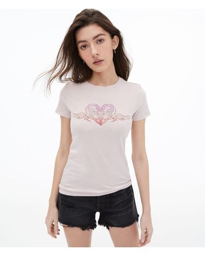 Aéropostale Ombrac Heart Tattoo Graphic Tee - Multicolor