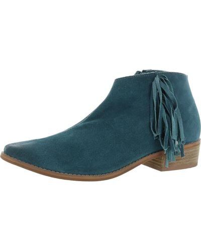 Naughty Monkey Frenchy Suede Fringe Ankle Boots - Blue