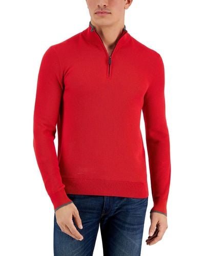 Michael Kors Cotton Half Zip Pullover Sweater - Red