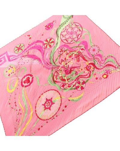Hermès Caleprise La Danse Du Cosmos Pleats Scarf Silk Multicolor - Pink