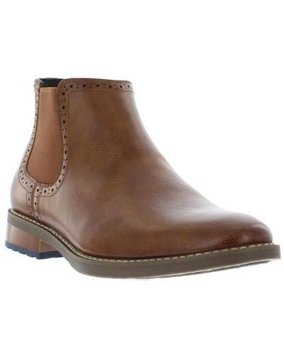 Van Heusen Geo Faux Leather Ankle Chelsea Boots - Brown