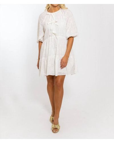 Karlie Eyelet Bow Tier Dress - White