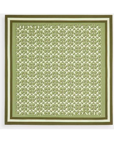 COACH Signature Print Silk Square Scarf - Green