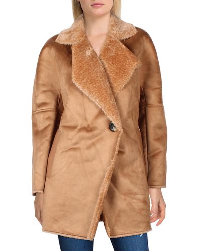 Calvin Klein Midi Warm Faux Fur Coat - Brown