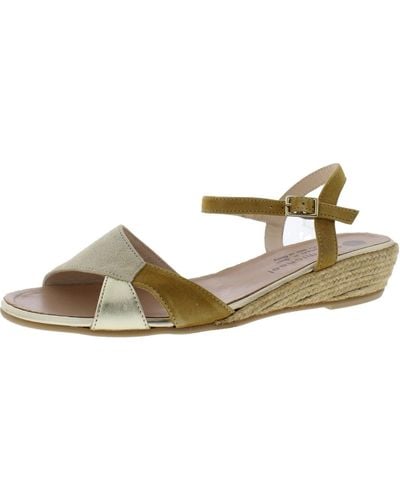 Eric Michael Kitty Leather Ankle Strap Wedge Sandals - Metallic